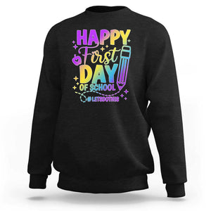 Happy First Day of School Kindergarten for Kids Sweatshirt Cute & Comfy Back-to-School Shirt TS01 Black Print Your Wear