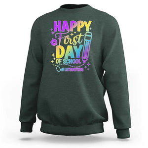 Happy First Day of School Kindergarten for Kids Sweatshirt Cute & Comfy Back-to-School Shirt TS01 Dark Forest Green Print Your Wear