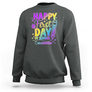 Happy First Day of School Kindergarten for Kids Sweatshirt Cute & Comfy Back-to-School Shirt TS01 Dark Heather Print Your Wear