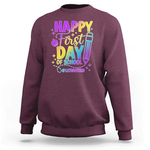 Happy First Day of School Kindergarten for Kids Sweatshirt Cute & Comfy Back-to-School Shirt TS01 Maroon Print Your Wear