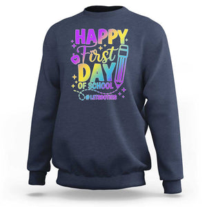 Happy First Day of School Kindergarten for Kids Sweatshirt Cute & Comfy Back-to-School Shirt TS01 Navy Print Your Wear