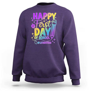 Happy First Day of School Kindergarten for Kids Sweatshirt Cute & Comfy Back-to-School Shirt TS01 Purple Print Your Wear