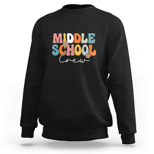 Retro Groovy Vintage Middle School Squad First Day of School Sweatshirt TS01 Black Print Your Wear