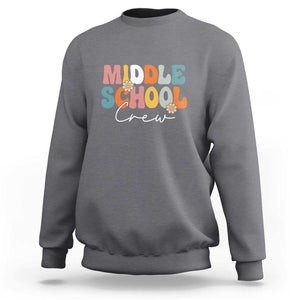 Retro Groovy Vintage Middle School Squad First Day of School Sweatshirt TS01 Charcoal Print Your Wear