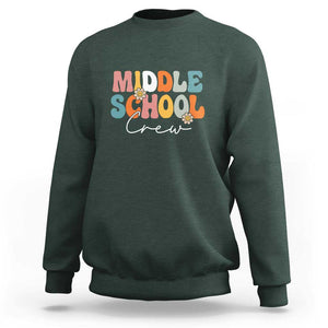 Retro Groovy Vintage Middle School Squad First Day of School Sweatshirt TS01 Dark Forest Green Print Your Wear