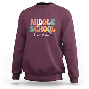 Retro Groovy Vintage Middle School Squad First Day of School Sweatshirt TS01 Maroon Print Your Wear