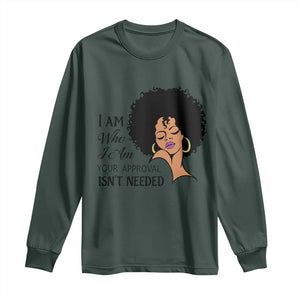 Black Queen Long Sleeve Shirt Lady Curly Natural Afro African American Ladies TS01 Dark Forest Green Print Your Wear