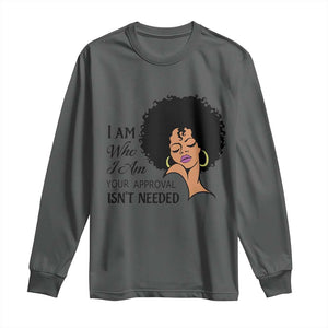 Black Queen Long Sleeve Shirt Lady Curly Natural Afro African American Ladies TS01 Dark Heather Print Your Wear