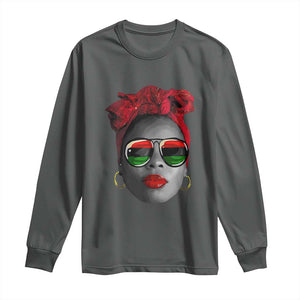 Black Queen Long Sleeve Shirt Dope Black Woman Pride BHM Juneteenth TS01 Dark Heather Print Your Wear