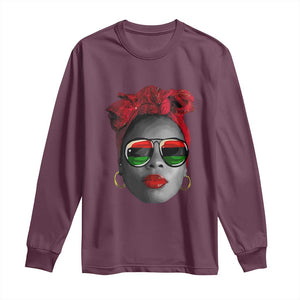 Black Queen Long Sleeve Shirt Dope Black Woman Pride BHM Juneteenth TS01 Maroon Print Your Wear