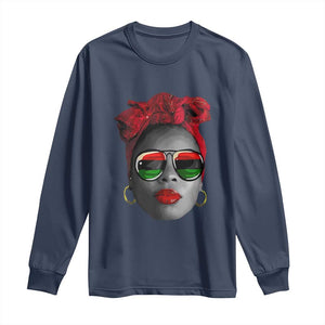 Black Queen Long Sleeve Shirt Dope Black Woman Pride BHM Juneteenth TS01 Navy Print Your Wear