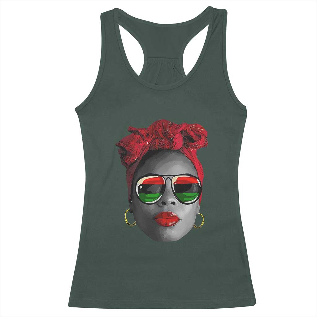 Black Queen Racerback Tank Top Dope Black Woman Pride BHM Juneteenth TS01 Dark Forest Green Print Your Wear