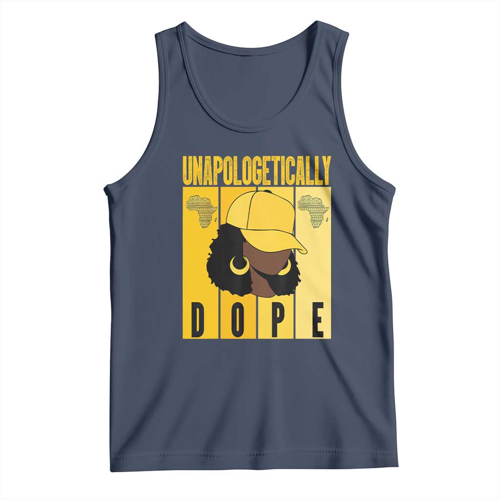 Unapologetically Dope Tank Top Black History Month African America TS01 Navy Print Your Wear