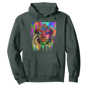 Cool African Woman Afro Color Painted Face Hoodie TS01 Dark Forest Green Printyourwear