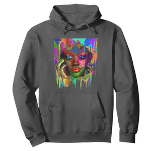 Cool African Woman Afro Color Painted Face Hoodie TS01 Dark Heather Printyourwear