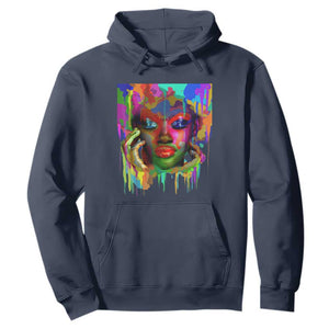 Cool African Woman Afro Color Painted Face Hoodie TS01 Navy Printyourwear