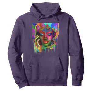 Cool African Woman Afro Color Painted Face Hoodie TS01 Purple Printyourwear