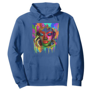 Cool African Woman Afro Color Painted Face Hoodie TS01 Royal Blue Printyourwear