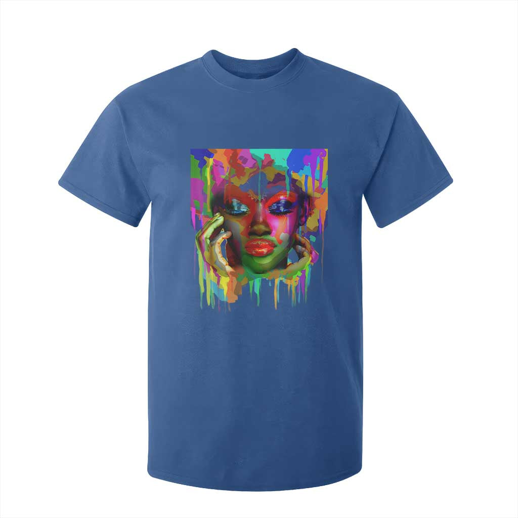 Afro Woman Graphic T Shirt For Kid African Pride Color Painted TS01 Royal Blue Print Your Wear
