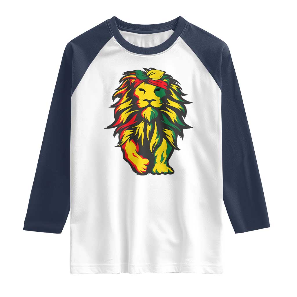 Juneteenth Lion Raglan Shirt Cool Black History African American Pride TS01 White Navy Print Your Wear
