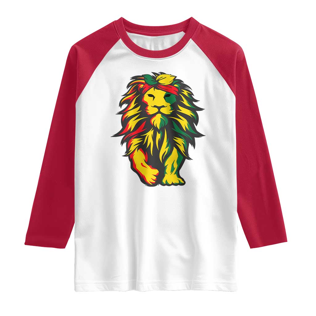 Juneteenth Lion Raglan Shirt Cool Black History African American Pride TS01 White Red Print Your Wear