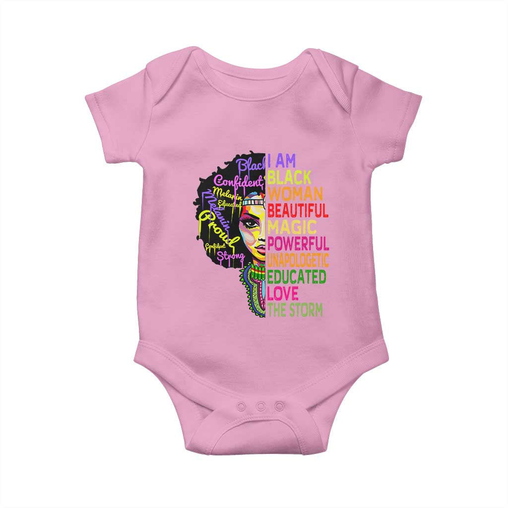 Black History Baby Onesie I Am The Storm Women Juneteenth TS01 Light Pink Print Your Wear