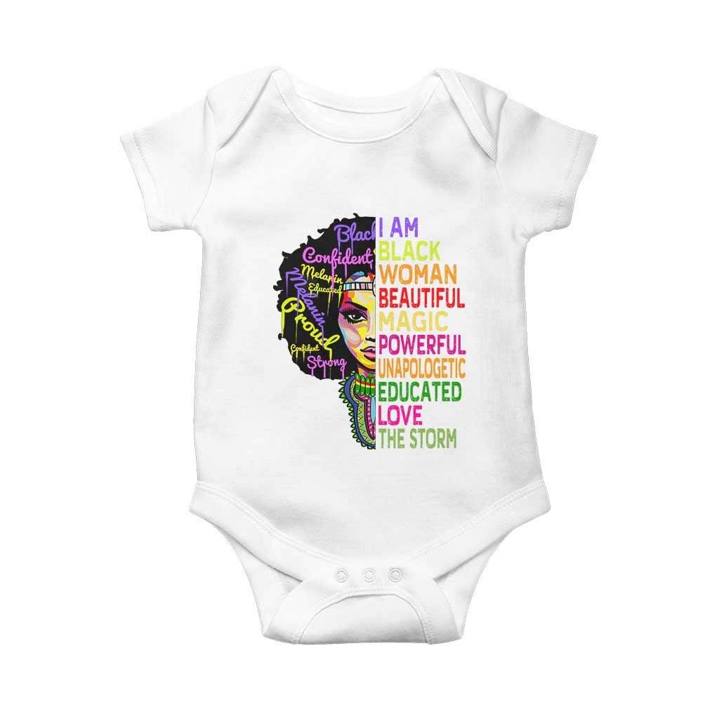 Black History Baby Onesie I Am The Storm Women Juneteenth TS01 White Print Your Wear