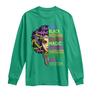 Black History Long Sleeve Shirt I Am The Storm Women Juneteenth TS01 Irish Green Print Your Wear