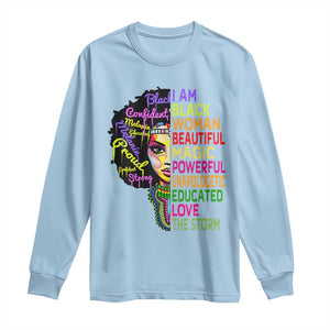 Black History Long Sleeve Shirt I Am The Storm Women Juneteenth TS01 Light Blue Print Your Wear