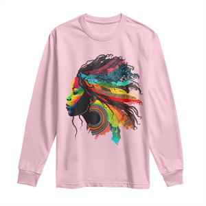 Proud Afro Roots Long Sleeve Shirt Rainbow Dashiki African Tribal Woman Natural Hair TS01 Light Pink Print Your Wear