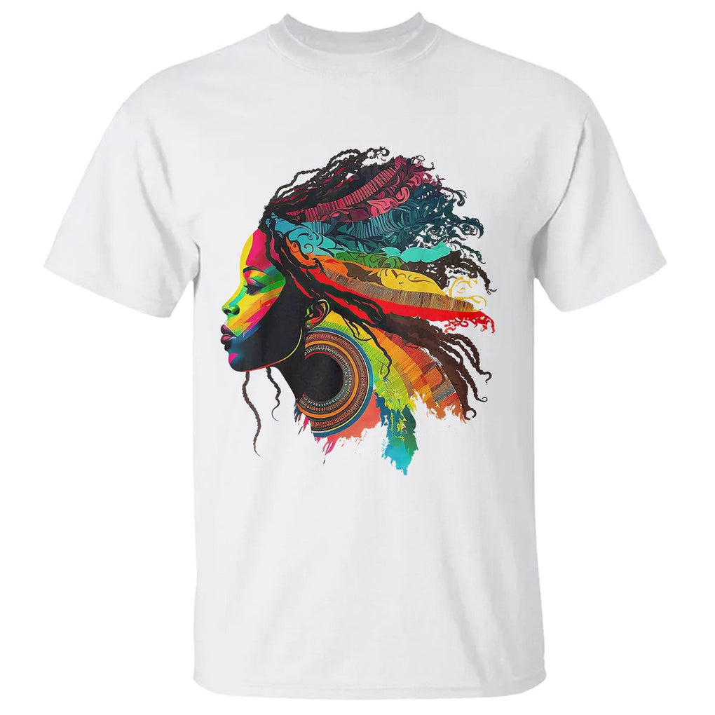 My Roots Afro T Shirt Rainbow Dashiki African Tribal Woman Natural Roots Hair TS01 White Printyourwear