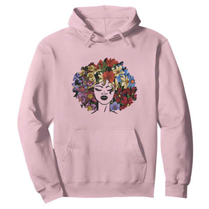 Black History Themed Hoodie For Women Afro Flower Hair Juneteenth TS01 Light Pink Printyourwear