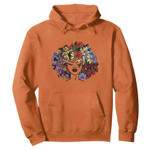 Black History Themed Hoodie For Women Afro Flower Hair Juneteenth TS01 Orange Printyourwear