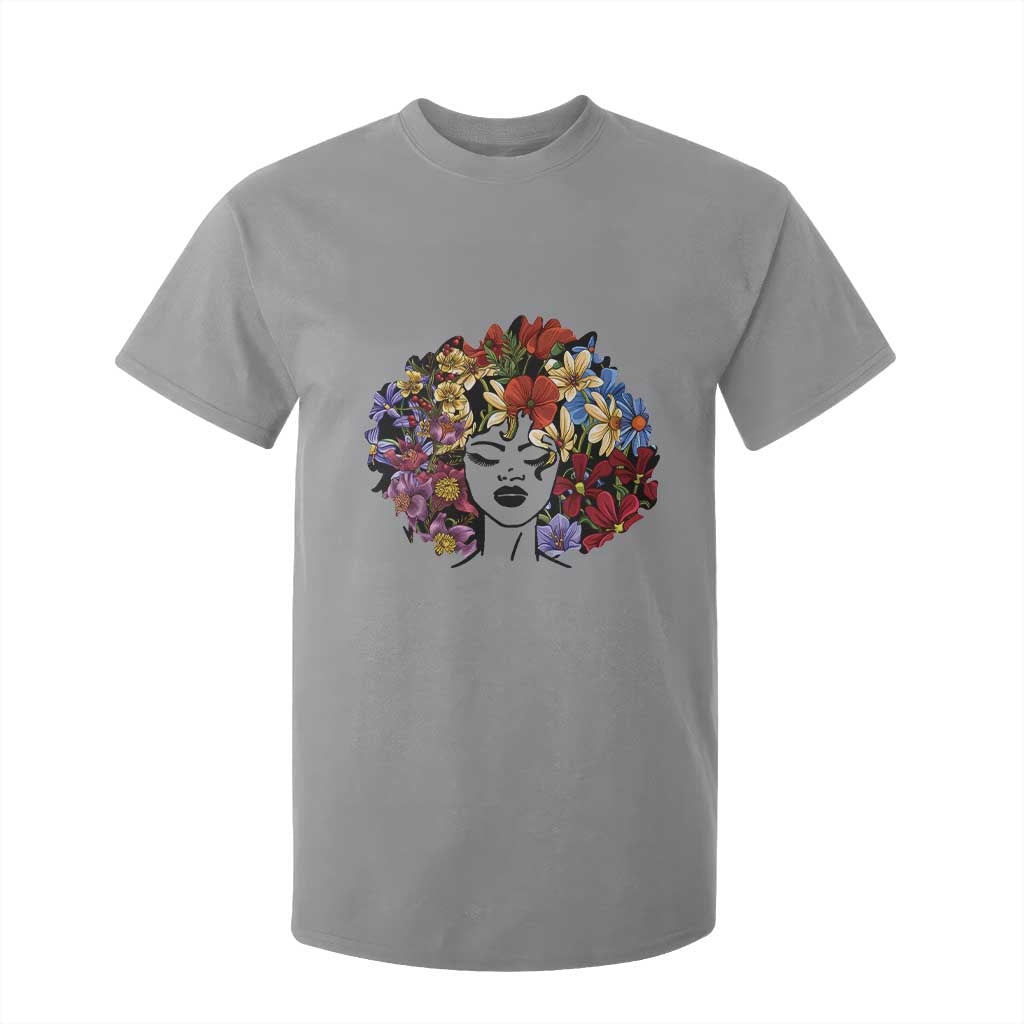 Black History T Shirt For Kid For Women Afro Flower Hair Juneteenth TS01 Sport Gray Print Your Wear