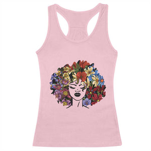 Black History Racerback Tank Top For Women Afro Flower Hair Juneteenth TS01 Light Pink Print Your Wear
