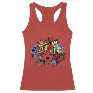 Black History Racerback Tank Top For Women Afro Flower Hair Juneteenth TS01 Red Print Your Wear