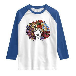Black History Raglan Shirt For Women Afro Flower Hair Juneteenth TS01 White Royal Print Your Wear