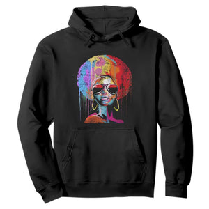 Womens Black Queen Afro Melanin Dripping Juneteenth Hoodie TS01 Black Printyourwear