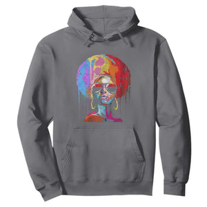 Womens Black Queen Afro Melanin Dripping Juneteenth Hoodie TS01 Charcoal Printyourwear