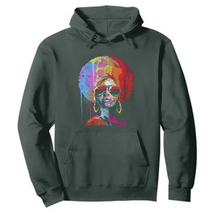 Womens Black Queen Afro Melanin Dripping Juneteenth Hoodie TS01 Dark Forest Green Printyourwear