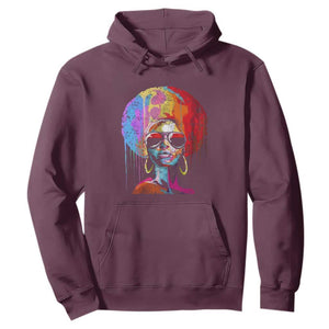 Womens Black Queen Afro Melanin Dripping Juneteenth Hoodie TS01 Maroon Printyourwear