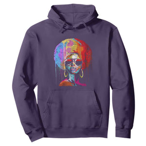 Womens Black Queen Afro Melanin Dripping Juneteenth Hoodie TS01 Purple Printyourwear