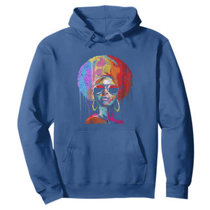 Womens Black Queen Afro Melanin Dripping Juneteenth Hoodie TS01 Royal Blue Printyourwear