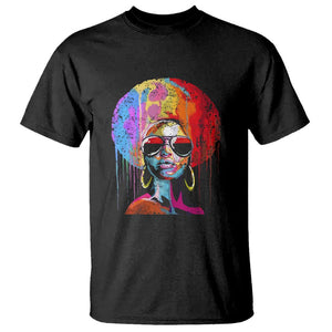 Womens Black Queen Afro Melanin Dripping Juneteenth T Shirt TS01 Black Printyourwear