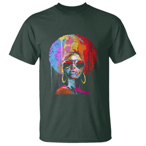 Womens Black Queen Afro Melanin Dripping Juneteenth T Shirt TS01 Dark Forest Green Printyourwear