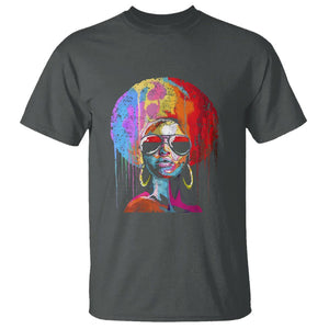 Womens Black Queen Afro Melanin Dripping Juneteenth T Shirt TS01 Dark Heather Printyourwear