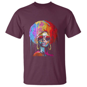 Womens Black Queen Afro Melanin Dripping Juneteenth T Shirt TS01 Maroon Printyourwear