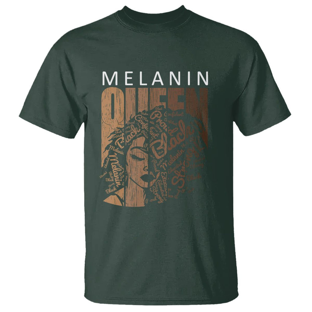 Melanin Queen T Shirt With Black History Hair TS01 Dark Forest Green Printyourwear