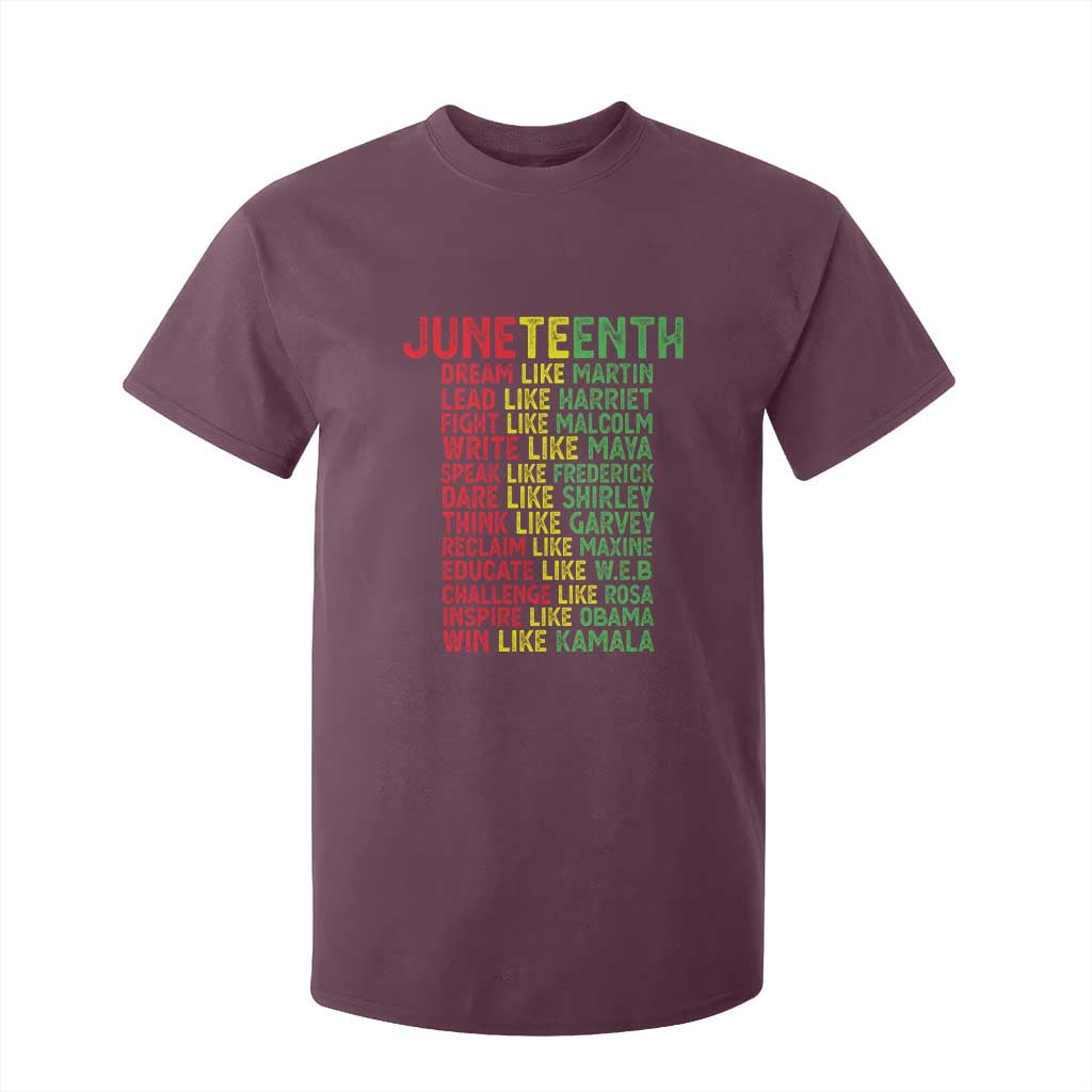 Happy Juneteenth T Shirt For Kid Dream Like Leaders TS01 Maroon Print Your Wear