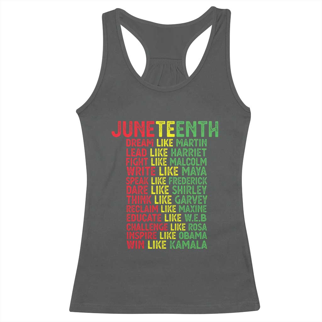 Happy Juneteenth Racerback Tank Top Dream Like Leaders TS01 Dark Heather Print Your Wear